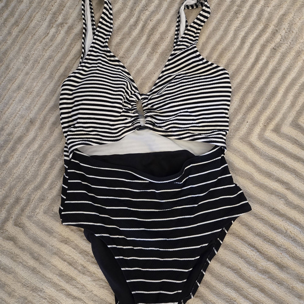 Old Navy Black and White Striped One Piece